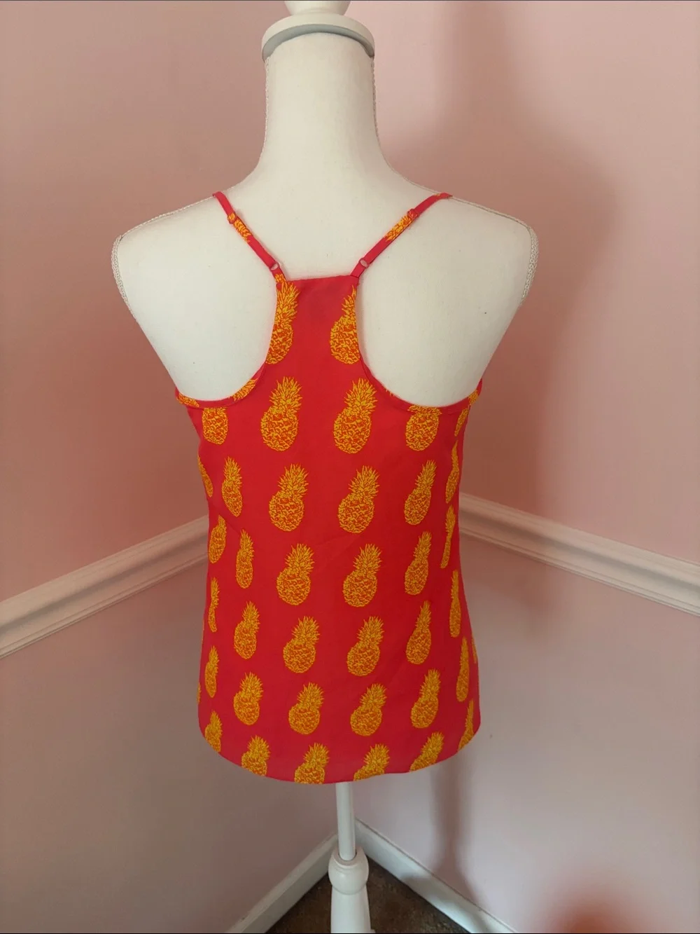 J. Crew Red Pineapple Print Silk Camisole